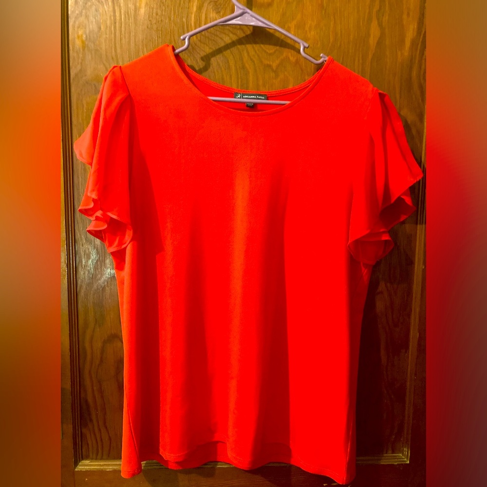 Scarlet flutter sleeve dress blouse.